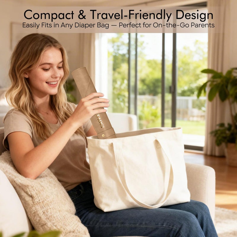 TAOCI Changing Pad Portable, Diaper Changing Pad, Baby Changing Mat, Waterproof & Wipeable Vegan Leather Change Pad for Home & Travel, Brown - Image 2